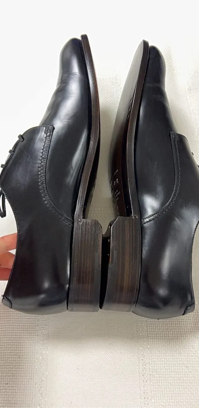 Ermenegildo Zegna Black Leather Dress Oxford US 11